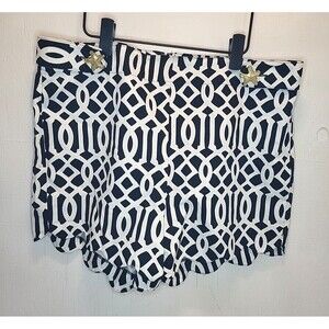 Mudpie Shorts Women’s Charlotte Sz L Black White Nautica Lattice Scalloped Hem
